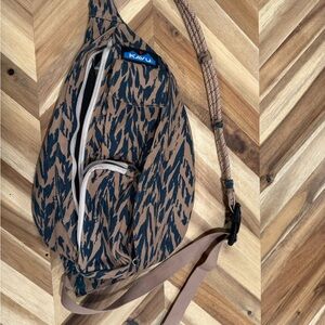Kavu Tan and Green Patterned Sling Bag